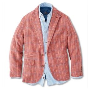The Territory Ahead Back East Herringbone Blazer Cranberry Plaid Size XL Size 46